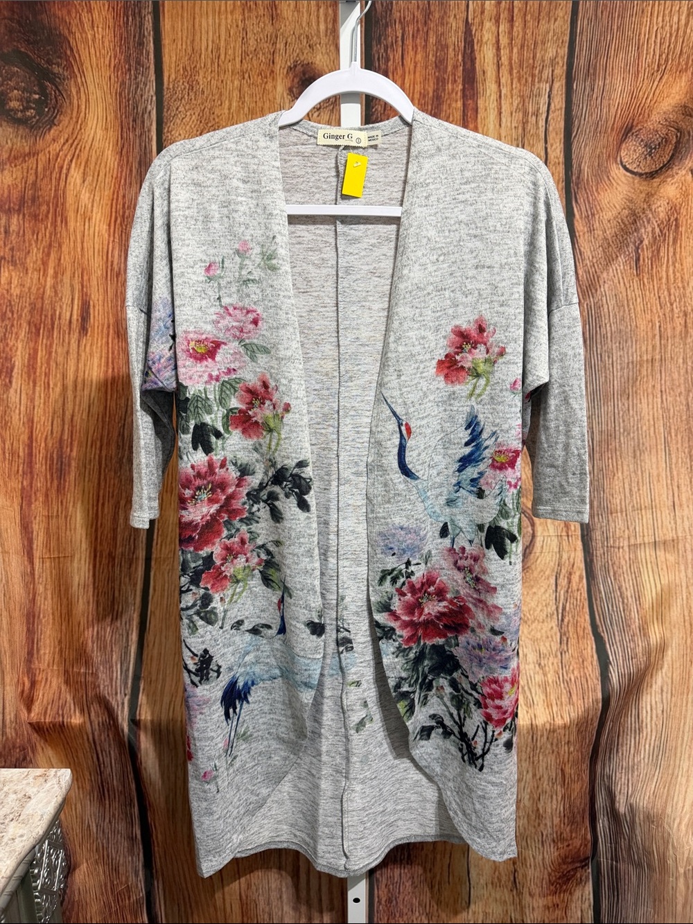 Ginger G Open Front Floral Cardigan Size S